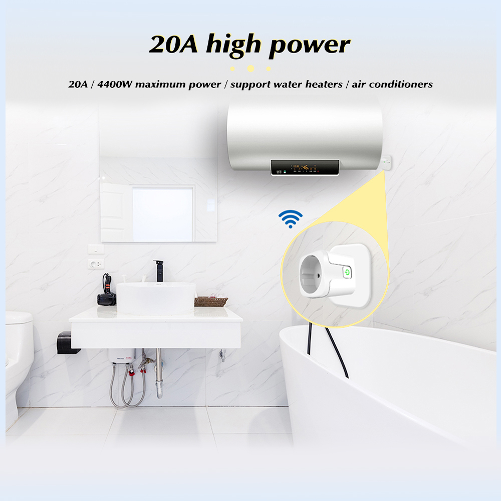 Enchufe inteligente 20A Tuya Zigbee, Mini toma de corriente estadounidense  de 4400W con Monitor de potencia y Control remoto, Compatible con Alexa y  Google Home