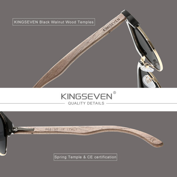 KINGSEVEN-gafas de sol polarizadas hechas a mano para hombre y mujer,  lentes de madera de nogal negro, protección UV400, sin montura, Retro, 2023  - Pijoshop
